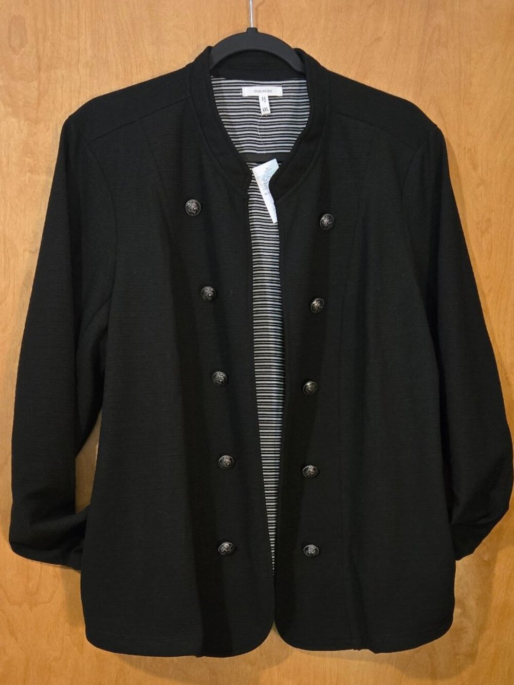 Maurices Plus Size XXL Black Military Style Blazer open-front Lightweight Casual - Picture 2 of 11